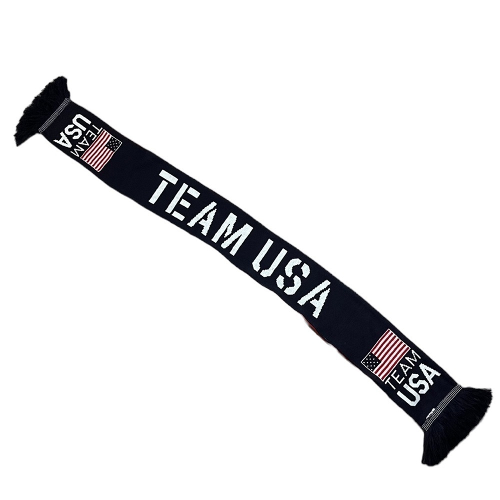 Team USA Winter Olympic Games Scarf Double Sided Knit Fringe